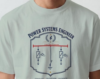 T-shirt « Plan d’ingénieur en systèmes électriques », schéma unifilaire d’appareillage de commutation 11 kV (cadeau), vêtements de spécialiste en protection, remise de diplôme en génie des services publics