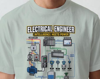 T-shirt d'ingénieur électricien spécialisé en automatisation PLC : « L'intelligence rencontre la puissance », cadeau idéal pour la remise de diplôme de son fils. Son mari a adoré ! Un super cadeau pour son neveu passionné de technologie.