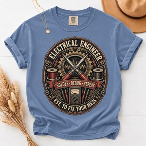Electrical Engineer Solder Debug Repeat Shirt, Vintage Comfort Colors Tee image 6