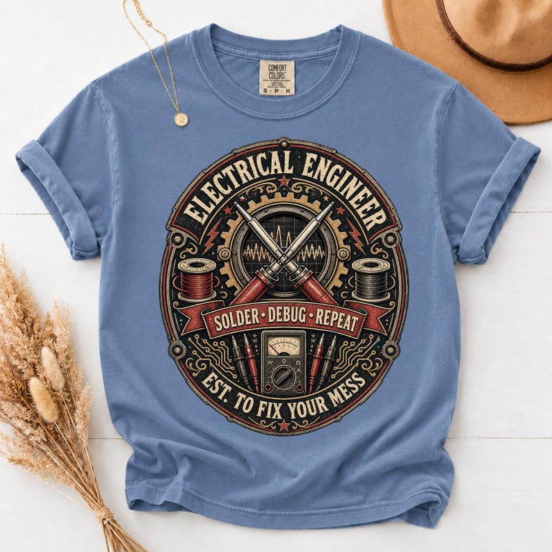 Electrical Engineer Solder Debug Repeat Shirt, Vintage Comfort Colors Tee image 6