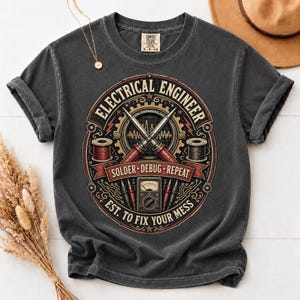 Electrical Engineer Solder Debug Repeat Shirt, Vintage Comfort Colors Tee