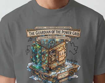 T-shirt 'Guardians of the Power Grid', cadeau voor een energiebedrijf, T-shirt met thema 'onderstationontwerp', cadeau voor een energiebedrijf, cadeau voor een netbeheerder, afstudeercadeau voor hem