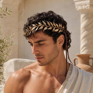 Diadema con corona de laurel griego, diadema de hojas doradas de diosa romana, tocado renacentista para cosplay, accesorio para el cabello para fiestas de togas de Halloween.
