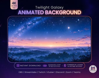 Twilight Galaxy Animated Nature Background Milky Way Night Sky Live Wallpaper Desktop Looping Background 4K Ambient Virtual Decoration