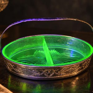 Uranium Glass Divided Dish - Etsy