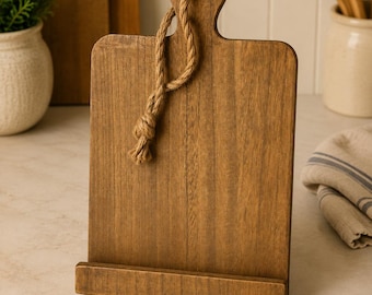 Supporto rustico in legno per libri di cucina, espositore da cucina in stile rustico (35,5 cm di altezza)