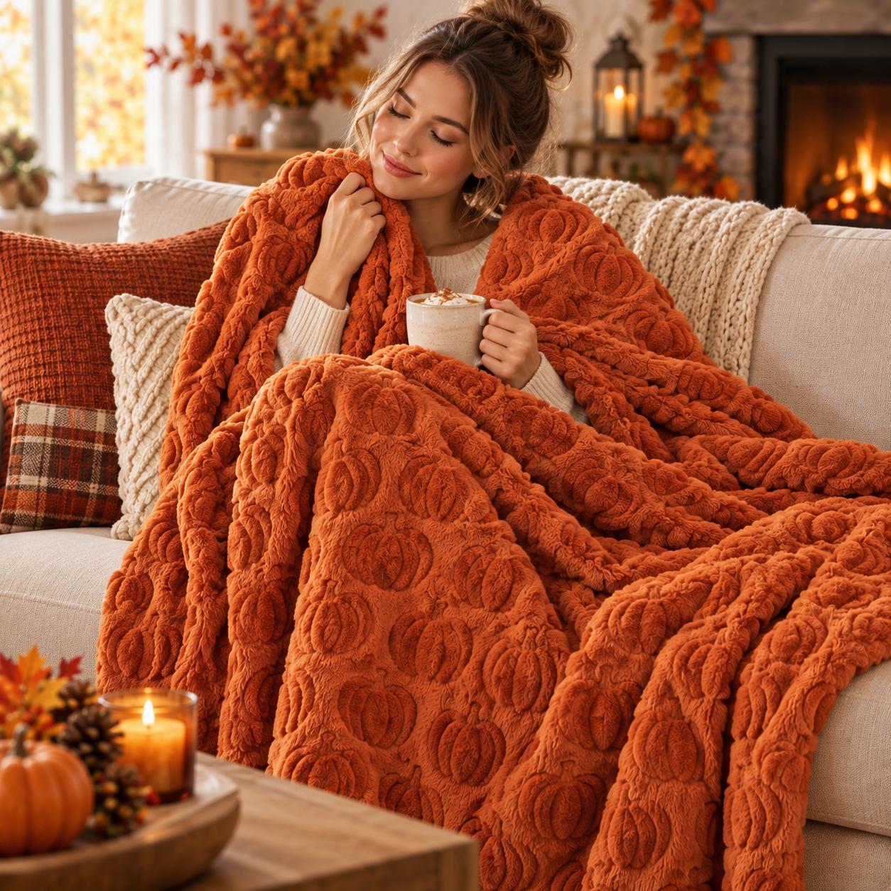 Orange kuscheldecke
