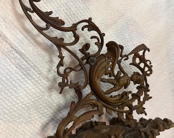 Beautiful Victorian Brass Cherub Wall Sconce Putti Gondola Rococo Candle Holder