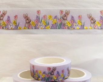 Gold Foil Bunny Tulip Garden Washi Tape