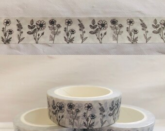 Black and White Floral Washi Tape