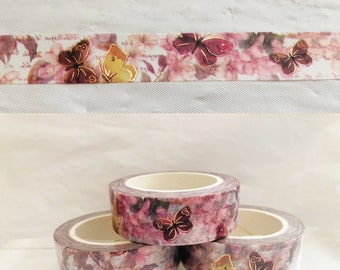 Rose Gold Foil Butterfly Floral Washi Tape