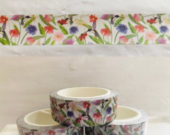 Watercolor Hummingbird Garden Washi Tape