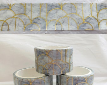 White Marble Wide Washi Tape Sample