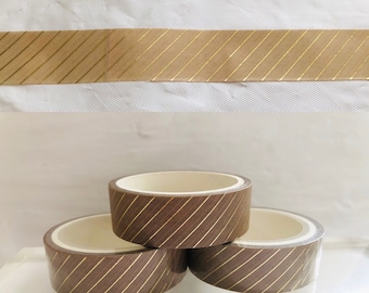 Gold Foil Beige Striped Washi Tape