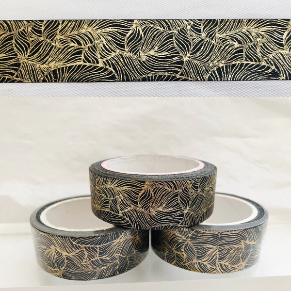 Black and Gold Leaves Washi Tape