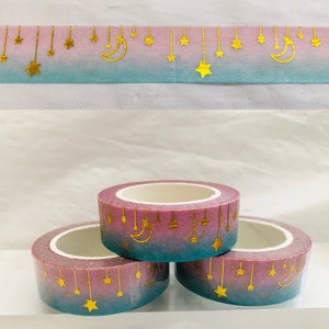 Gold Foil Moon and Stars Banner Washi Tape