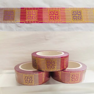 Ruban adhésif en papier Washi avec bordure grecque en feuille d'or