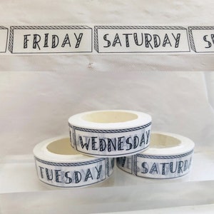 Cinta Washi para los días de la semana en Bullet Journal
