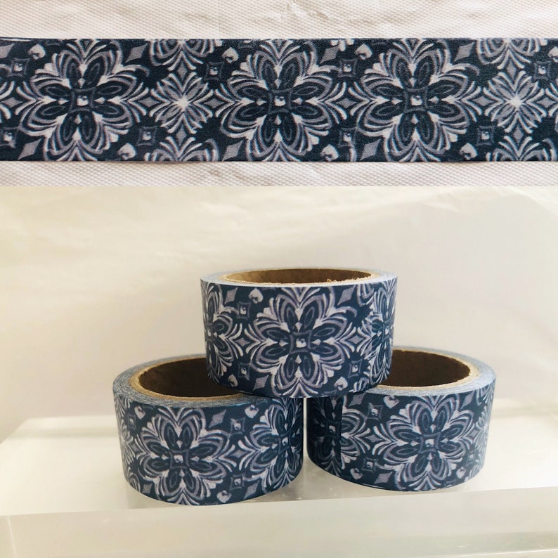 Denim Mosaic Floral Washi Tape image 1