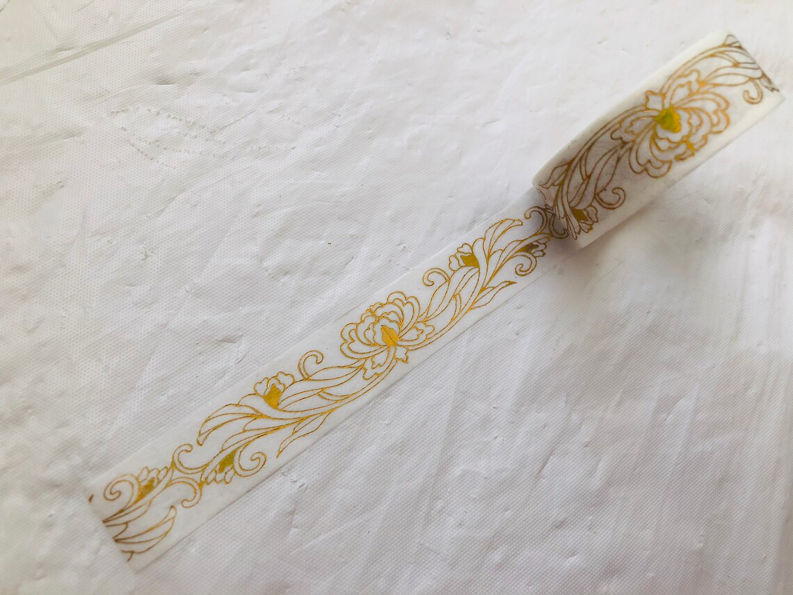 Gold Lotus Flower Washi Tape Etsy