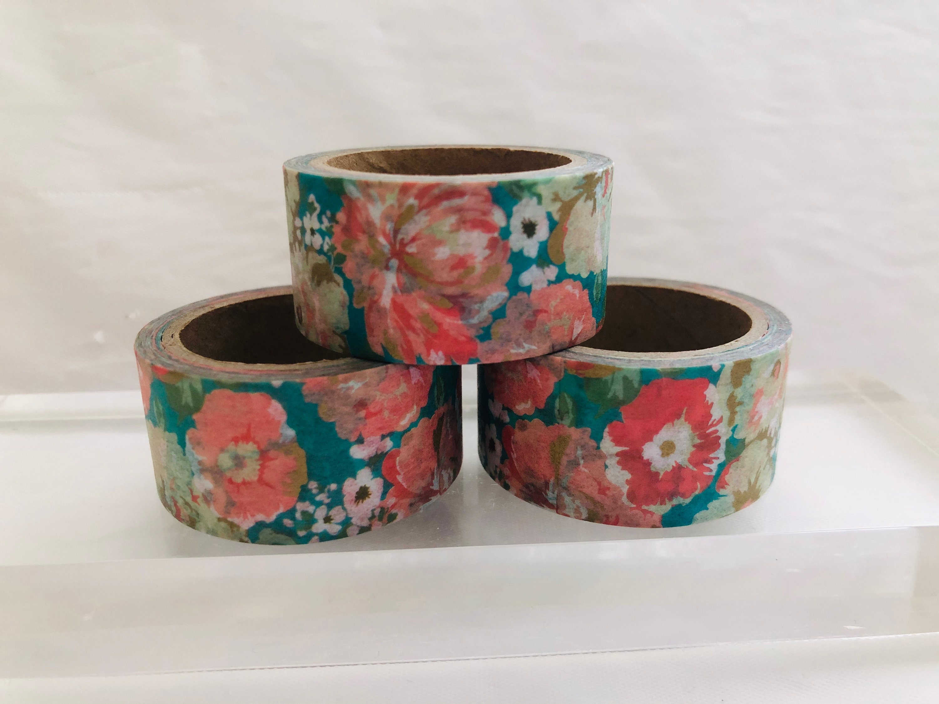 Peach Watercolor Floral Washi Tape Etsy