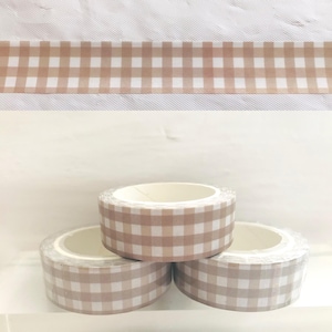 Ruban adhésif en Washi beige à carreaux