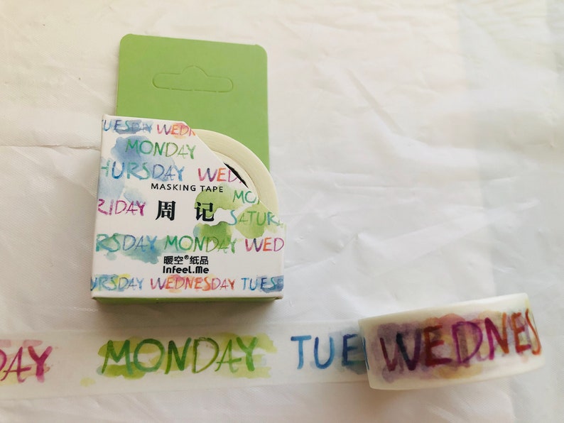 Watercolor Days of the Week Washi Tape