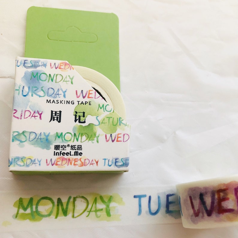 Watercolor Days of the Week Washi Tape