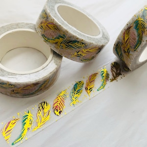 Gold Foil Feather Washi Tape