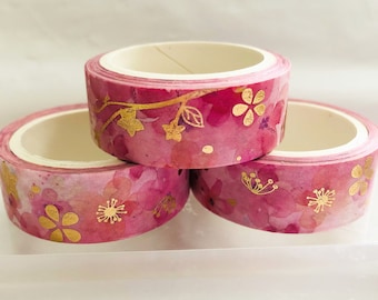Rose Gold Watercolor Floral Washi Tape