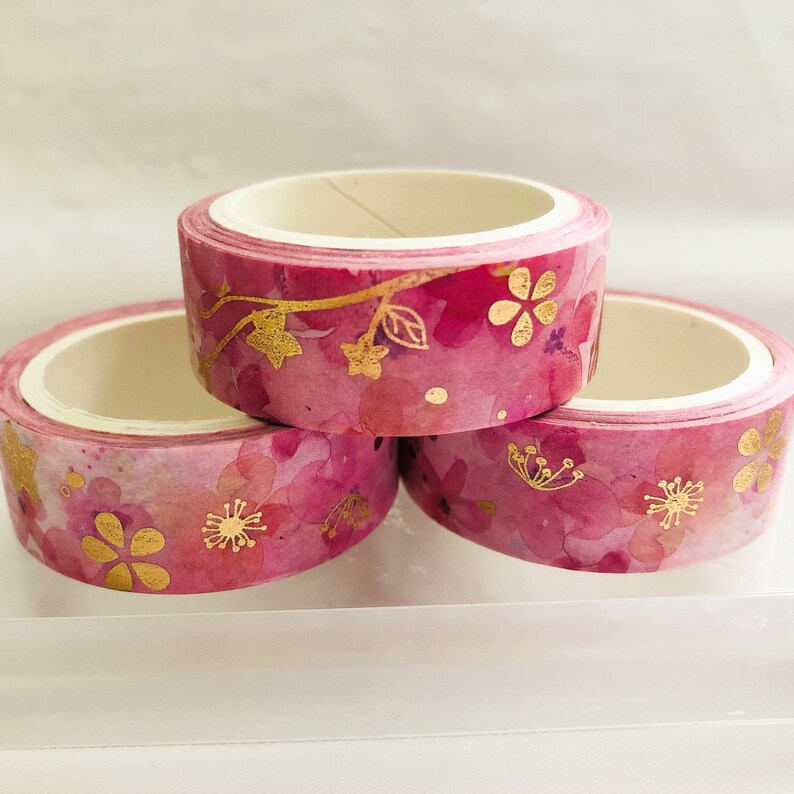 Rose Gold Watercolor Floral Washi Tape Etsy