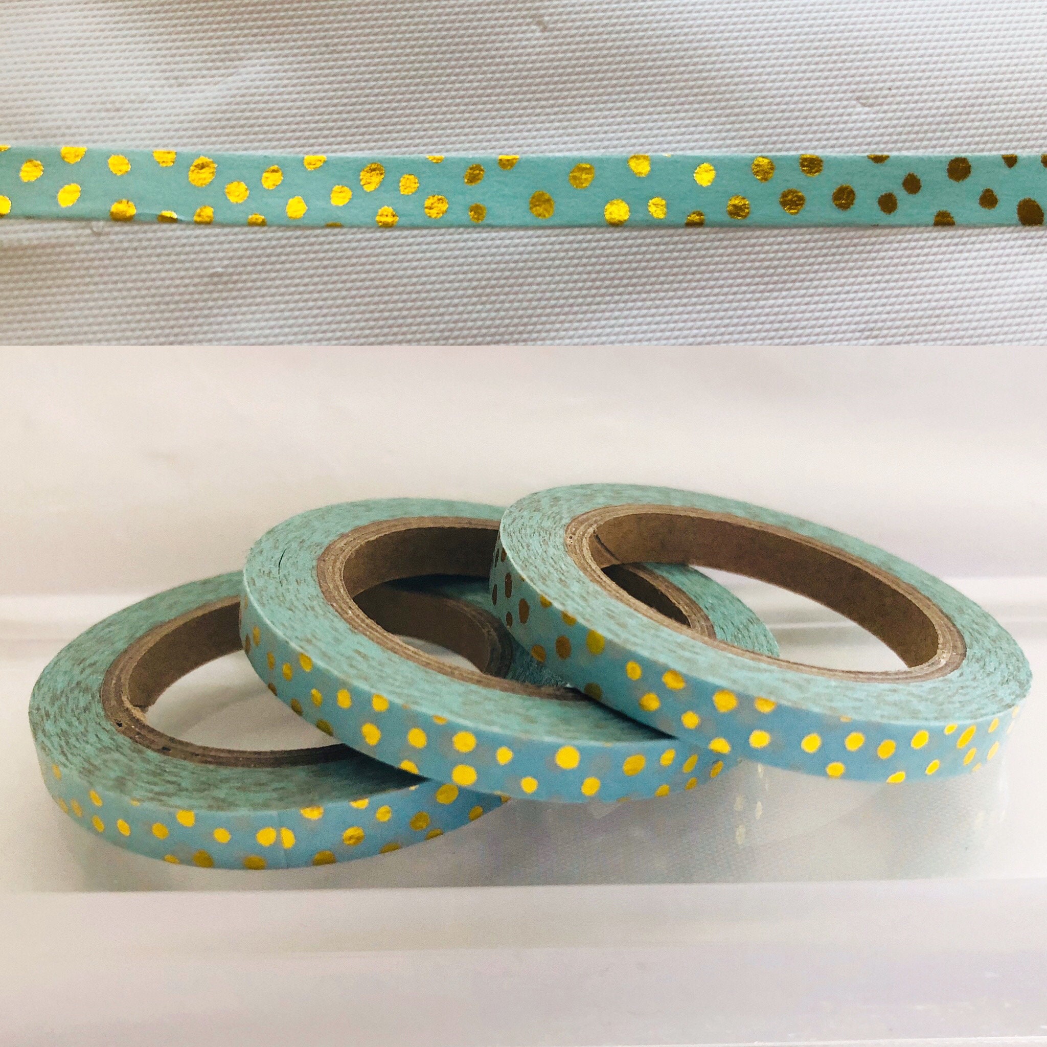 Green Gold Foil Dots Washi Tape