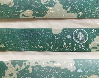 Silver Foil Topography Map Washi Tape