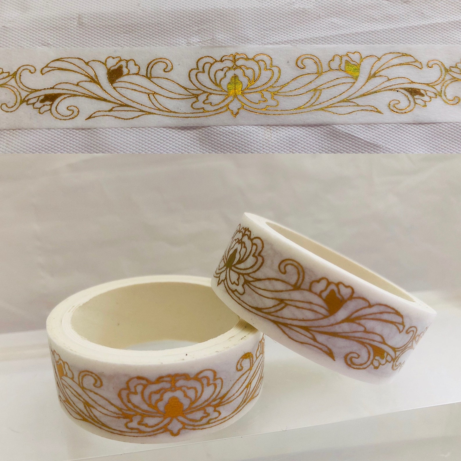 Gold Lotus Flower Washi Tape Etsy