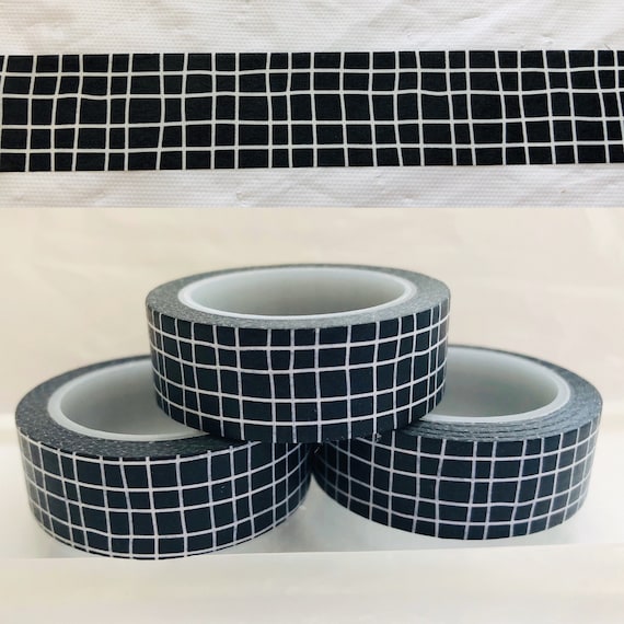 White with Black Grid - Skinny - Washi tape