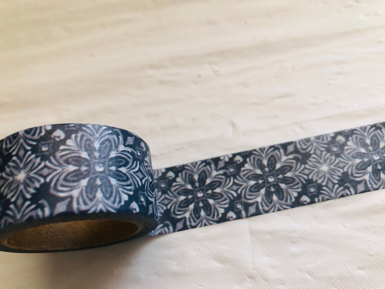 Denim Mosaic Floral Washi Tape image 2