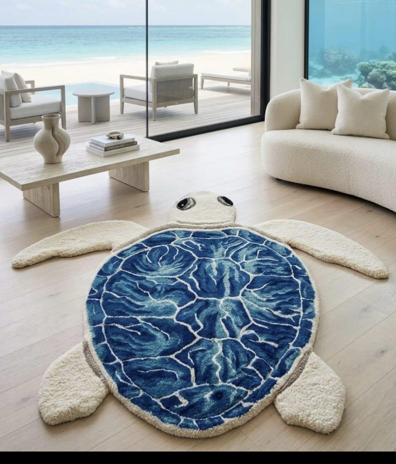 Sea Rug Animal Sea Turtle Rug, Turtle Area Rug, Ocean Decor Carpet, Hand Tufted Animal ...