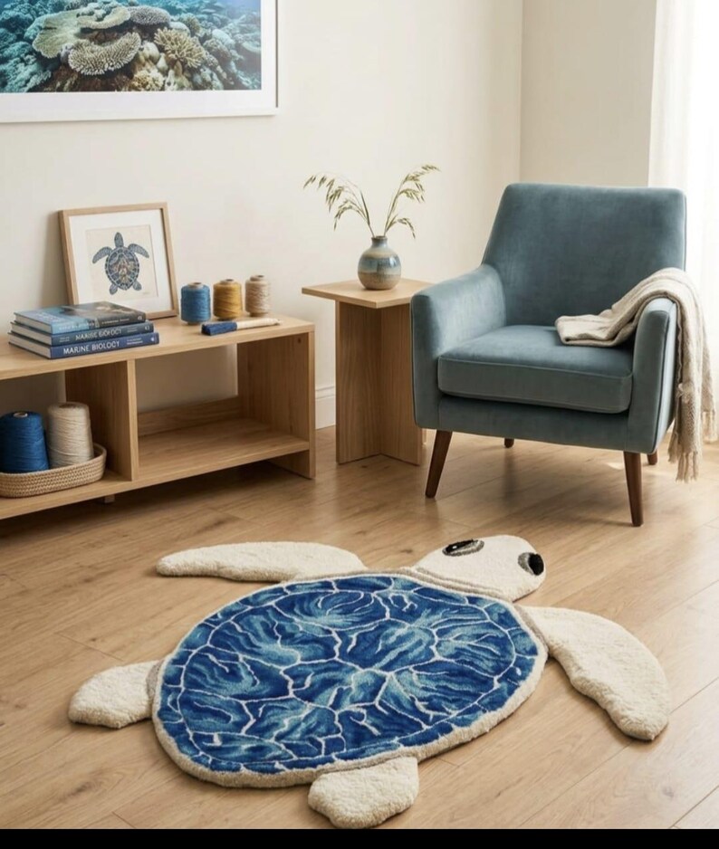 Sea Rug Animal Sea Turtle Rug, Turtle Area Rug, Ocean Decor Carpet, Hand Tufted Animal ...