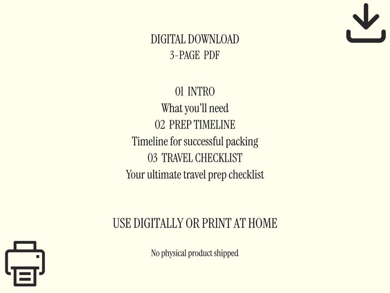 Travel Prep Checklist | Printable Travel Planner | Packing List PDF ...