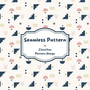Modern Geometric Seamless Pattern PNG | 12x12 300 DPI | Mid Century Abstract Repeat | Commercial Use | Digital Paper Download