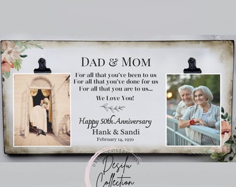 Personalized 50th Anniversary Photo Frame Gift, Parents Golden Anniversary
