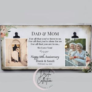 Anniversary Gift for Parents, Then and Now Picture Frame, 50th Anniversary Gift, Gift for Parents Golden Anniversary, Double Picture Frame