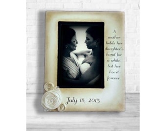 Mother, Daughter, Wedding Frame, Bride,Personalize Picture Frame, A mother holds her daughter's hand for a while,wedding gifts for parents,