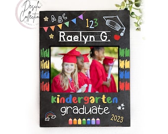 Personalized Kindergarten Graduation Gift Photo Frame, Kinder Grad Gift, PreSchool Grad Gift, chalkboard Grad Gift, Rainbow Kindergarten