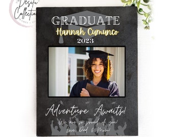 Personalized Graduation Gift Photo Frame, College Grad Gift, High School Graduation Gift, Graduation Gifts, College Grad, Adventure Awaits