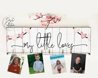 My little loves sign, Brag Board, Grandkids sign Decor, multiple photo hang pictures Pictures Birthday Mother's Day Gift Art Display Sign