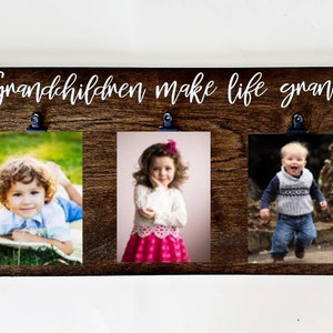 Grandparent Gifts, Grandchildren Make Life Grand, Grandparent Picture Frame, Grandchildren picture frame, Grandkids gift, holds 3 photos,