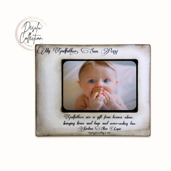 Godparent Picture Frame, Godmother Photo Frame, Godparents gift from child, Personalized Picture Frame, Rustic Wood Frame