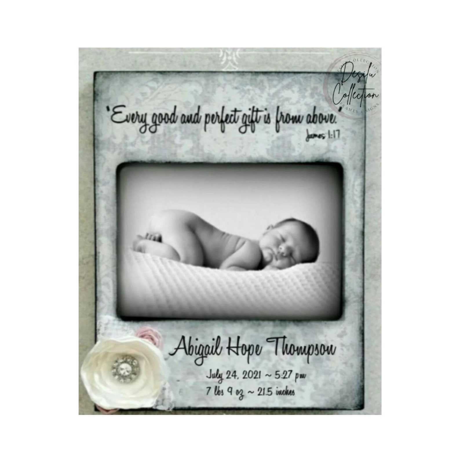 Baby Girl Photo Frame Personalized With Name and Birth Stats Etsy