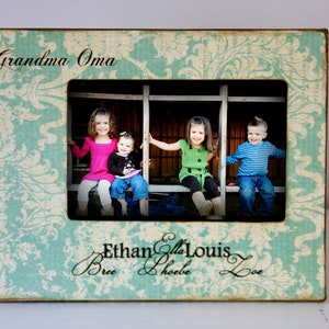 Grandkids make life grand, Photos of grandkids, Grandparent Picture Frame with GrandKids names 4x6 Vintage Rustic Distressed Grandma Grandpa